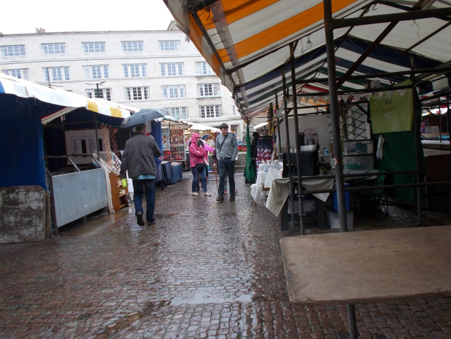 Rainy day, Cambridge market, Cambridge, markets